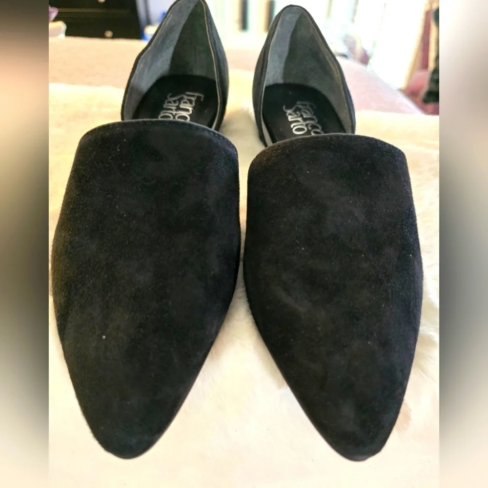 Franco Sarto Black Flats Sleek Suede Loafers